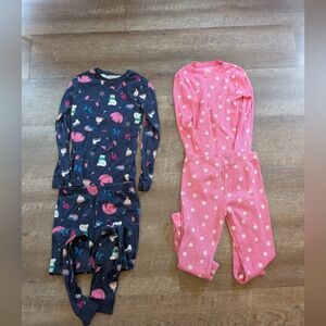 Carter's Navy Pajama Top with Pink Mittens
